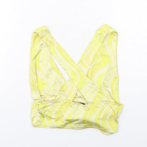 Urban Outfitters Womens Yellow Geometric Polyester Cropped Tank Size S V-Neck