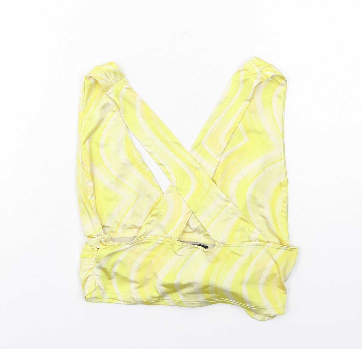 Urban Outfitters Womens Yellow Geometric Polyester Cropped Tank Size S V-Neck