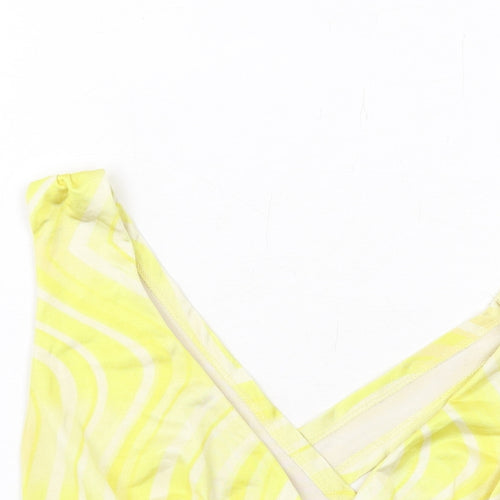Urban Outfitters Womens Yellow Geometric Polyester Cropped Tank Size S V-Neck