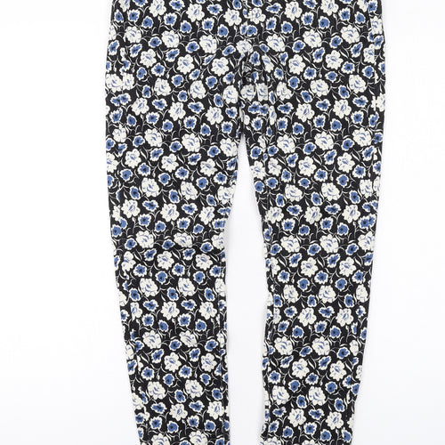 Uniqlo Womens Black Floral Cotton Skinny Jeans Size M L30 in Regular Button