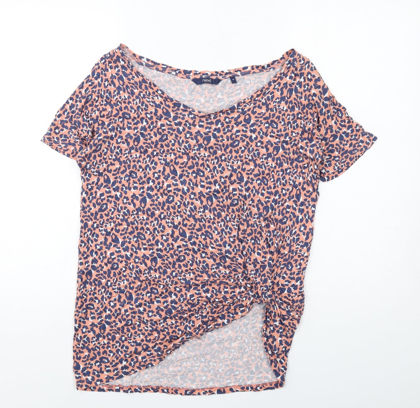 NEXT Womens Pink Animal Print Viscose Basic T-Shirt Size 10 Boat Neck