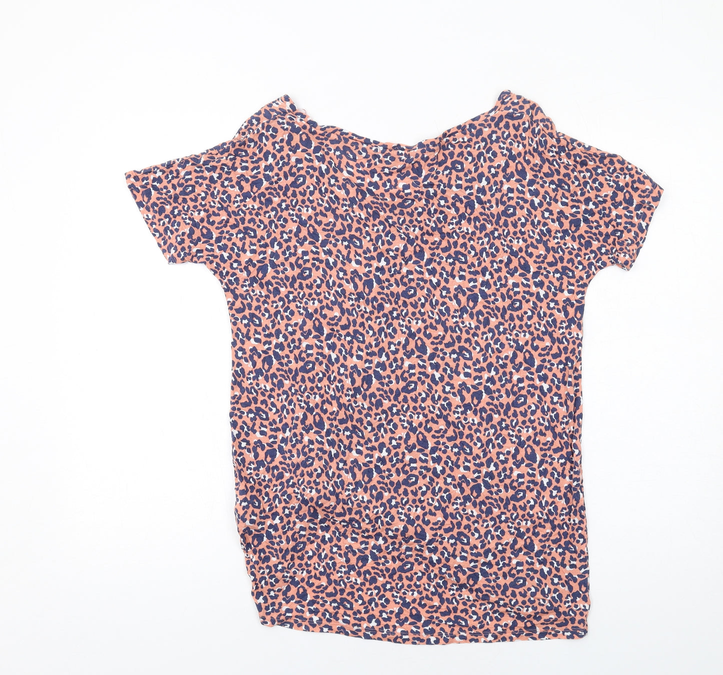 NEXT Womens Pink Animal Print Viscose Basic T-Shirt Size 10 Boat Neck