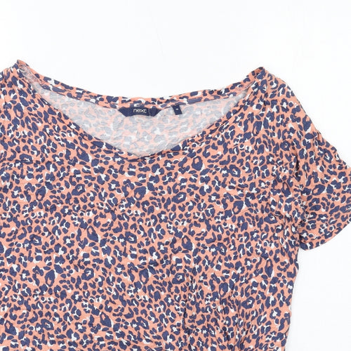 NEXT Womens Pink Animal Print Viscose Basic T-Shirt Size 10 Boat Neck