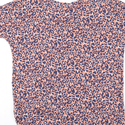 NEXT Womens Pink Animal Print Viscose Basic T-Shirt Size 10 Boat Neck