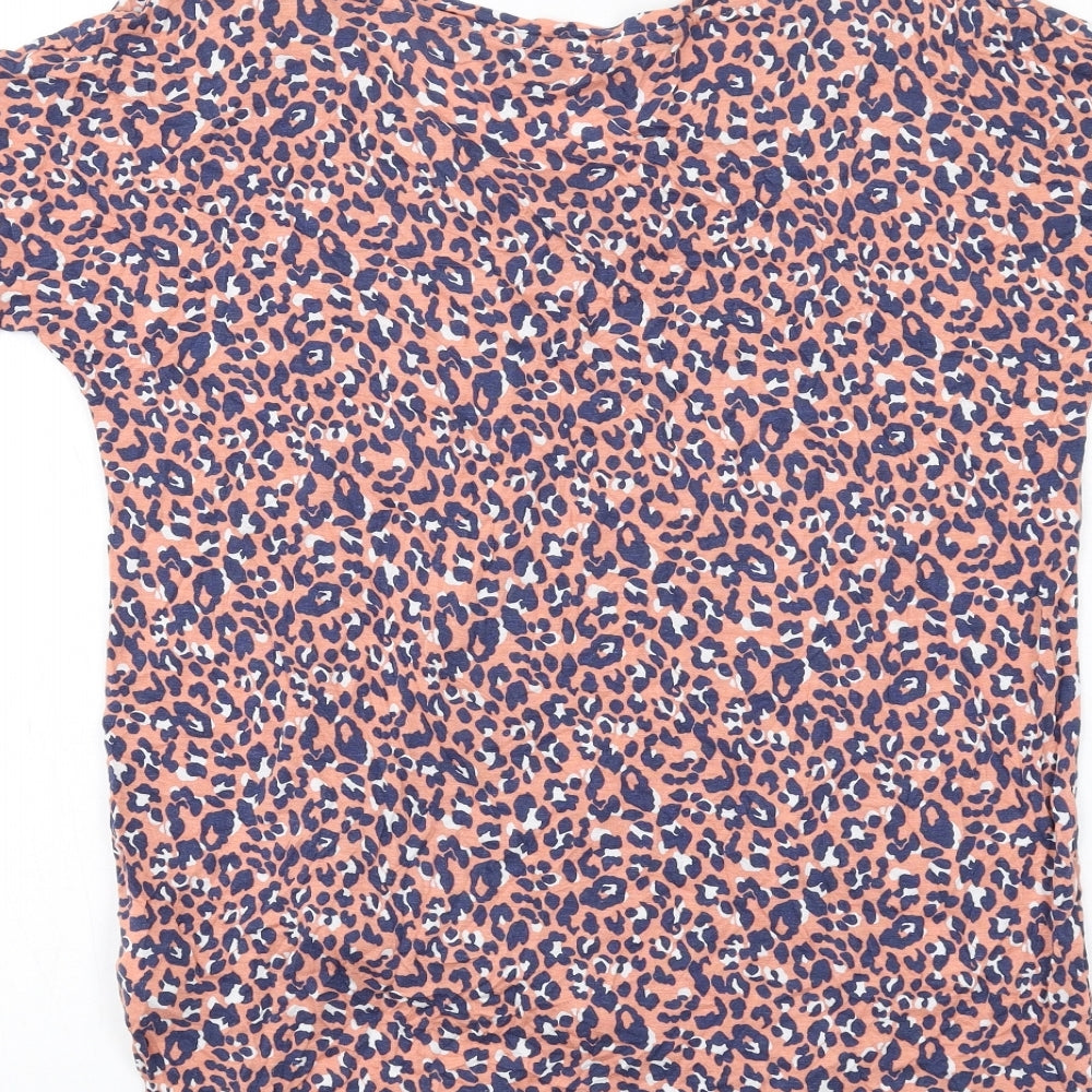 NEXT Womens Pink Animal Print Viscose Basic T-Shirt Size 10 Boat Neck