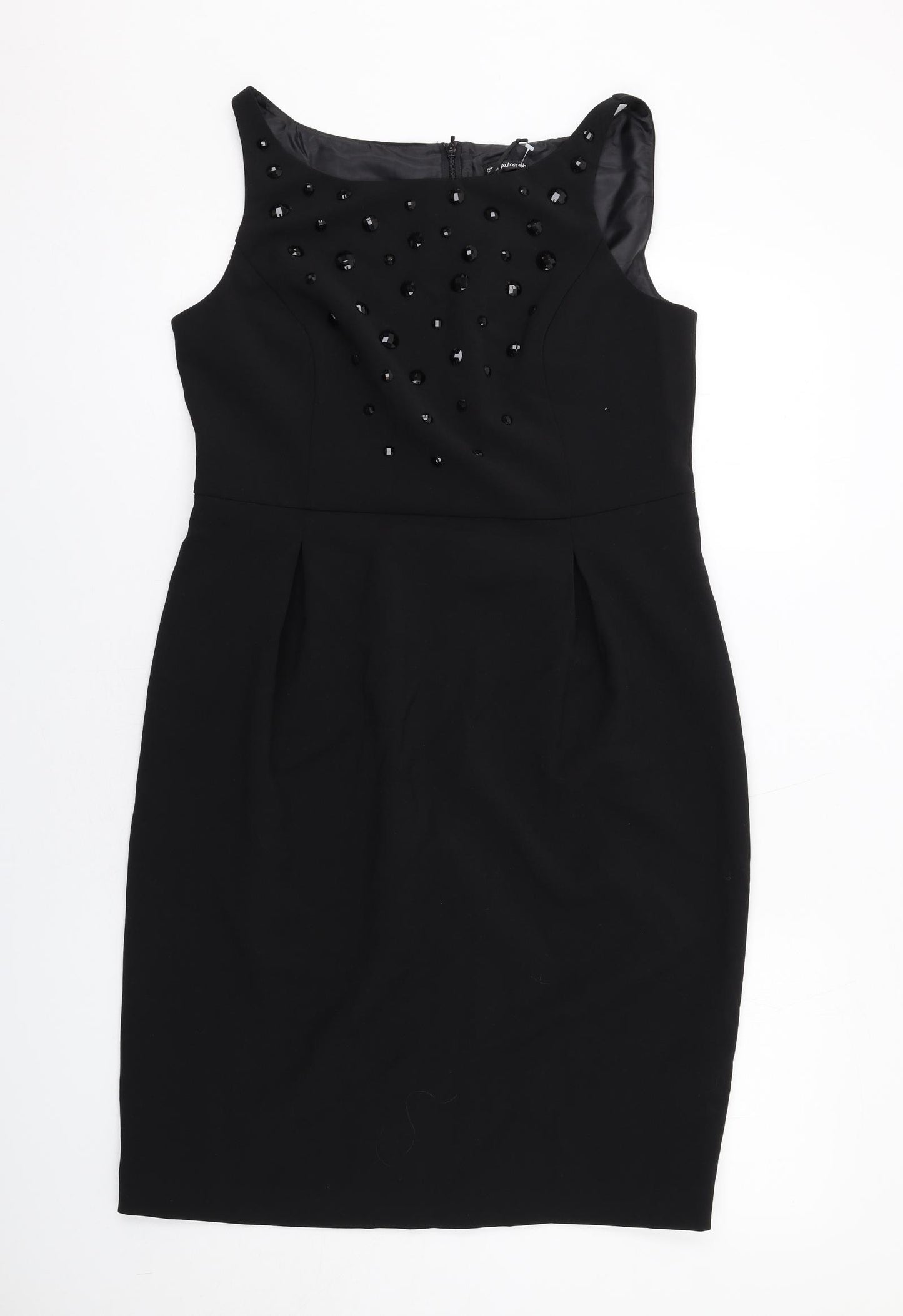 Autograph Womens Black Polyester Shift Size 14 Boat Neck Zip