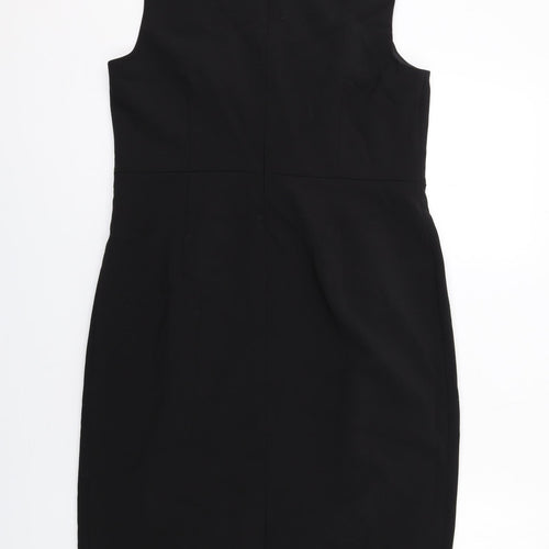 Autograph Womens Black Polyester Shift Size 14 Boat Neck Zip