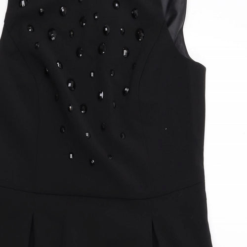 Autograph Womens Black Polyester Shift Size 14 Boat Neck Zip