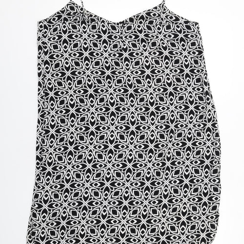 NEXT Womens Black Geometric Polyester Slip Dress Size 18 V-Neck Pullover