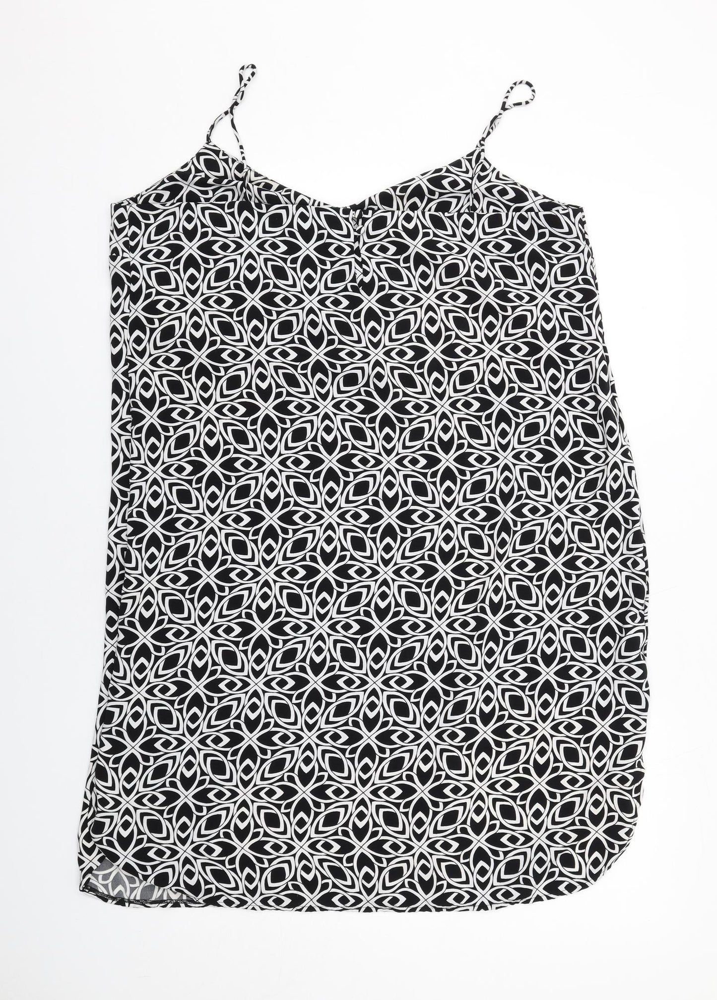 NEXT Womens Black Geometric Polyester Slip Dress Size 18 V-Neck Pullover