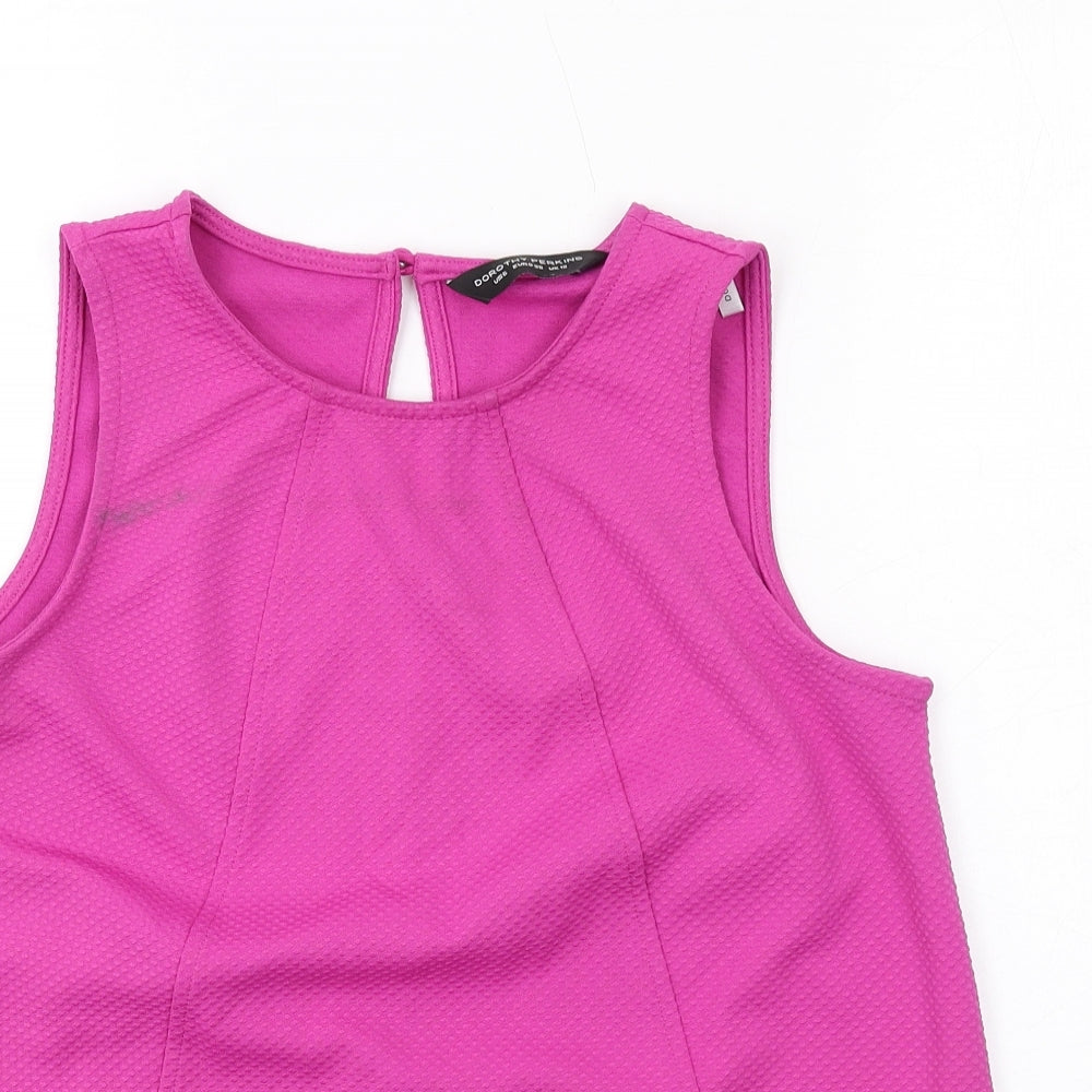 Dorothy Perkins Womens Purple Polyester Basic Tank Size 10 Round Neck - Textured