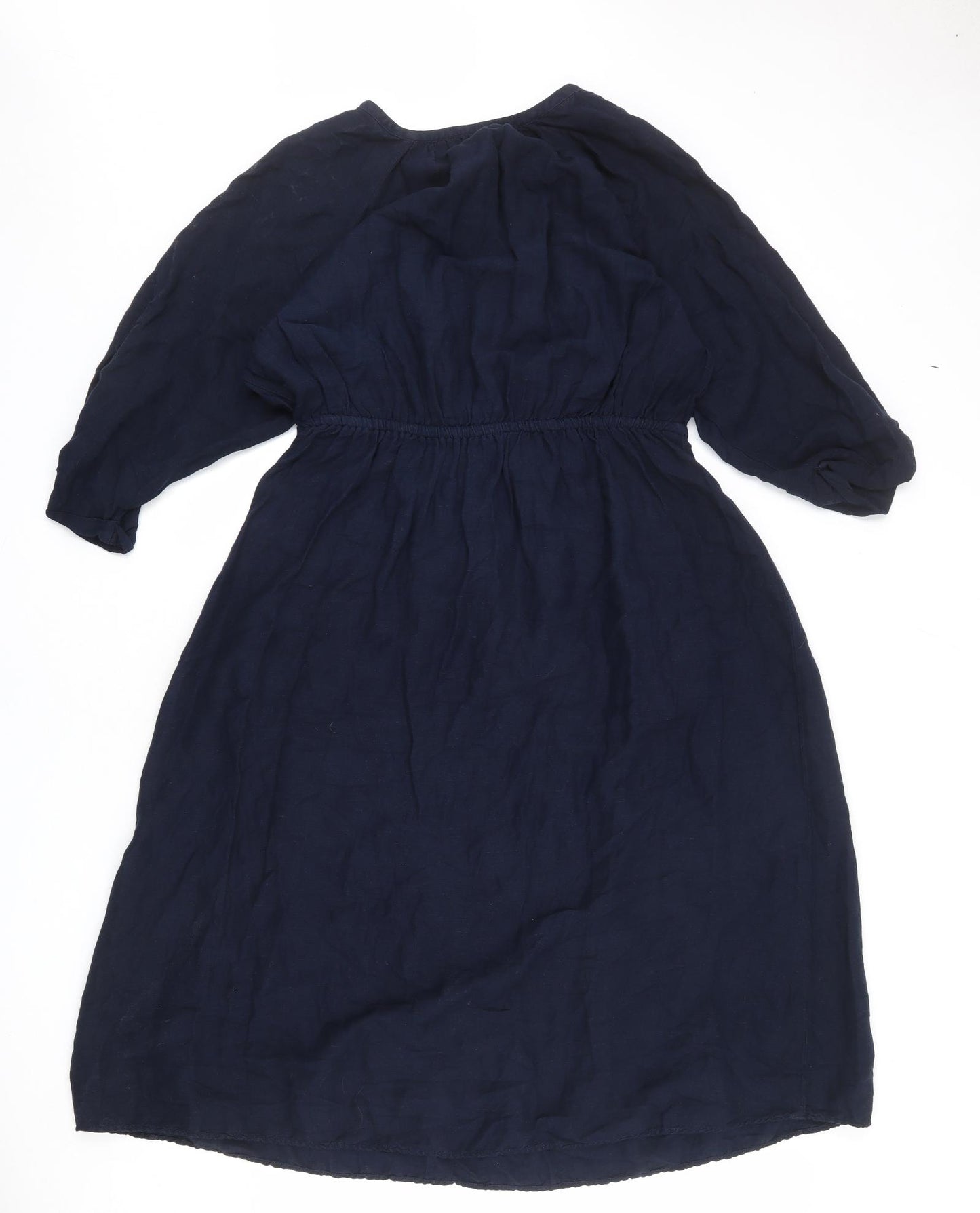 Per Una Womens Blue Viscose A-Line Size 16 Round Neck Button