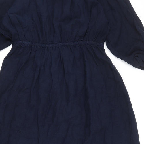 Per Una Womens Blue Viscose A-Line Size 16 Round Neck Button