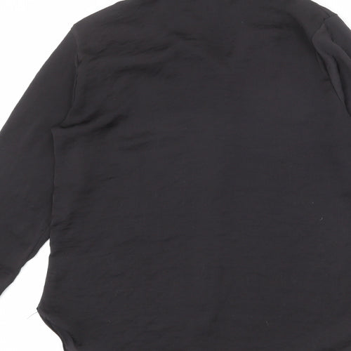 River Island Womens Black Polyester Basic Button-Up Size 10 Collared