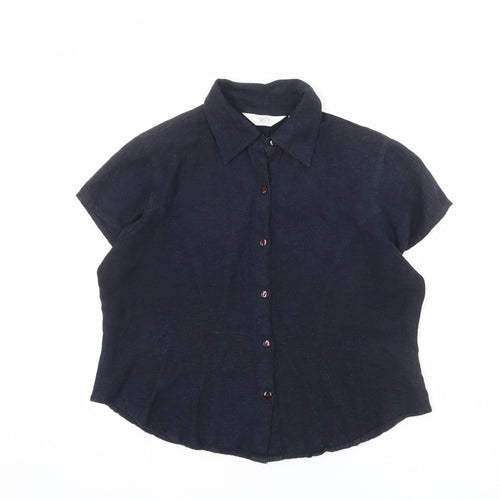 Spicy Womens Blue Viscose Basic Button-Up Size 16 Collared