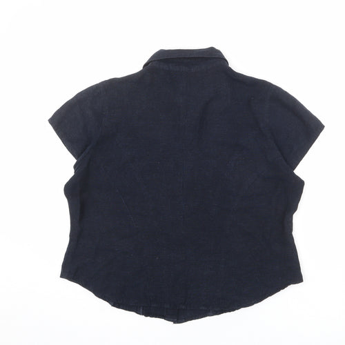 Spicy Womens Blue Viscose Basic Button-Up Size 16 Collared