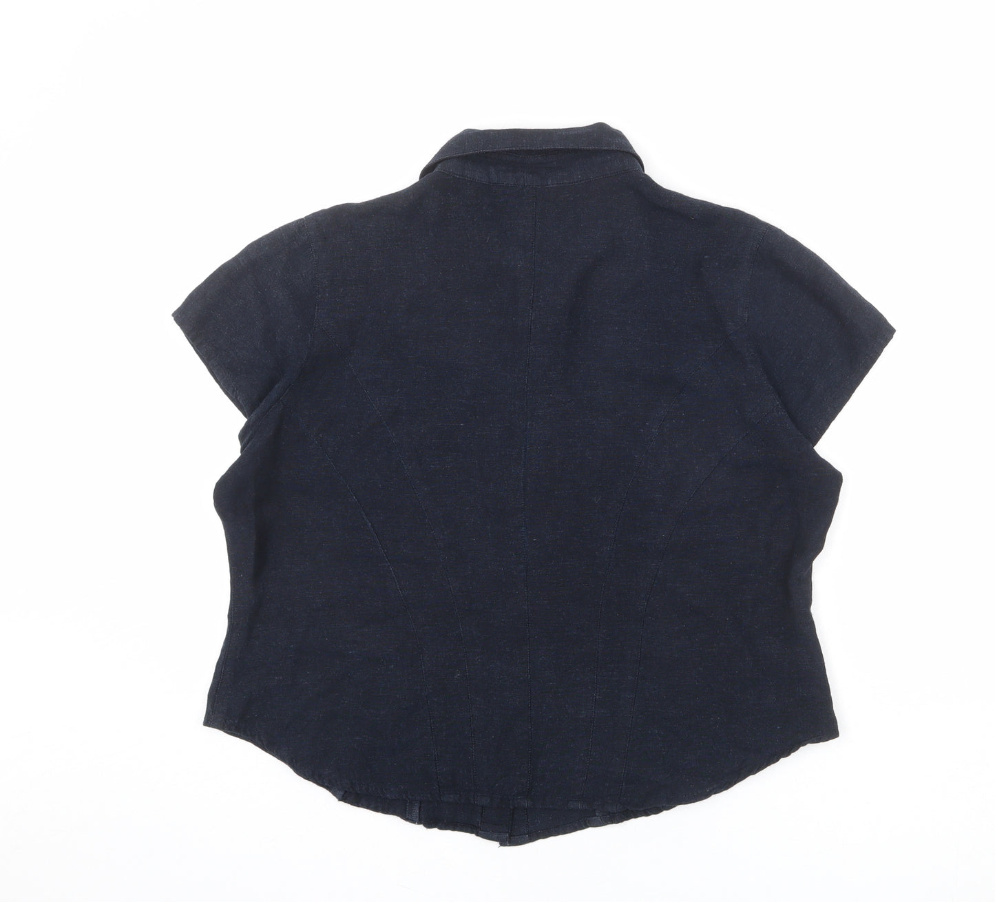 Spicy Womens Blue Viscose Basic Button-Up Size 16 Collared