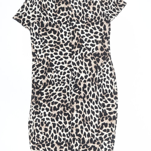 Dorothy Perkins Womens Multicoloured Animal Print Viscose Shift Size 14 Round Neck Pullover - Cheetah pattern