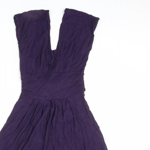Dorothy Perkins Womens Purple Viscose Fit & Flare Size 8 V-Neck Pullover