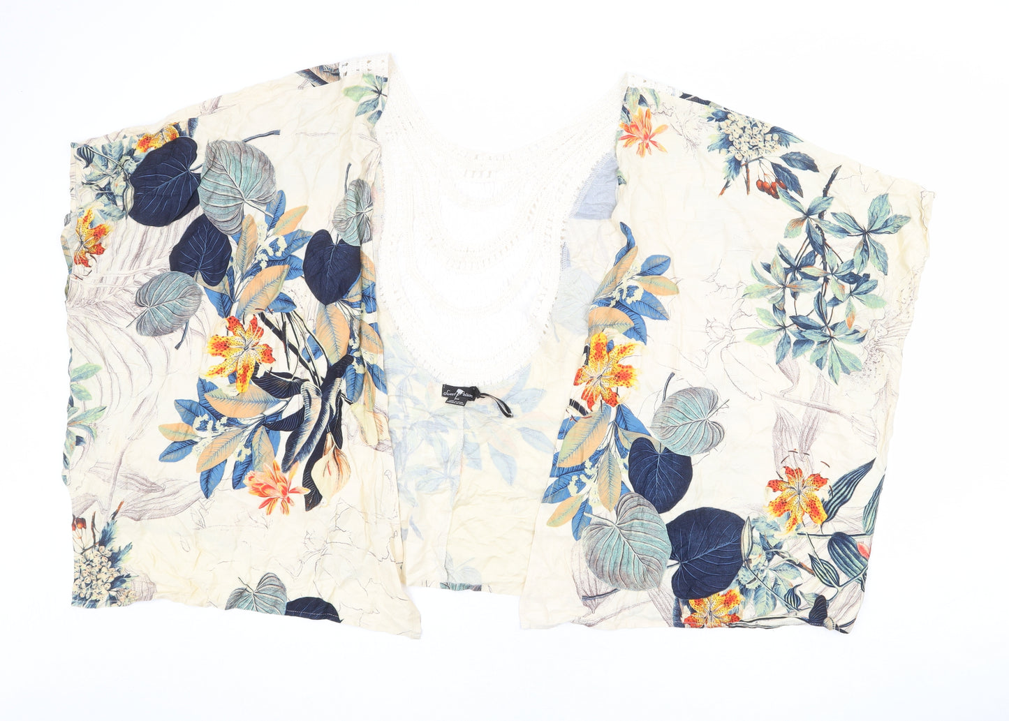 Sweet Poison Womens Beige Floral Viscose Kimono Blouse Size S V-Neck