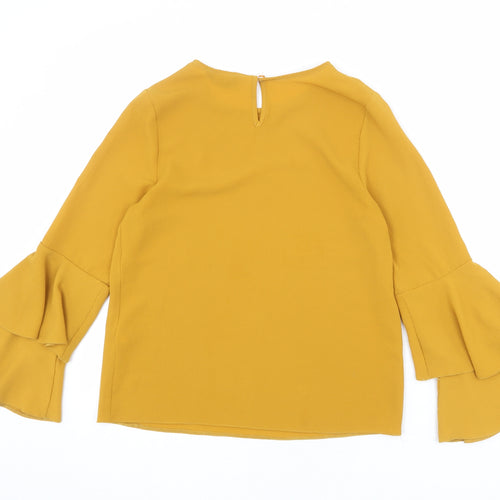 New Look Womens Orange Polyester Basic Blouse Size 8 Round Neck
