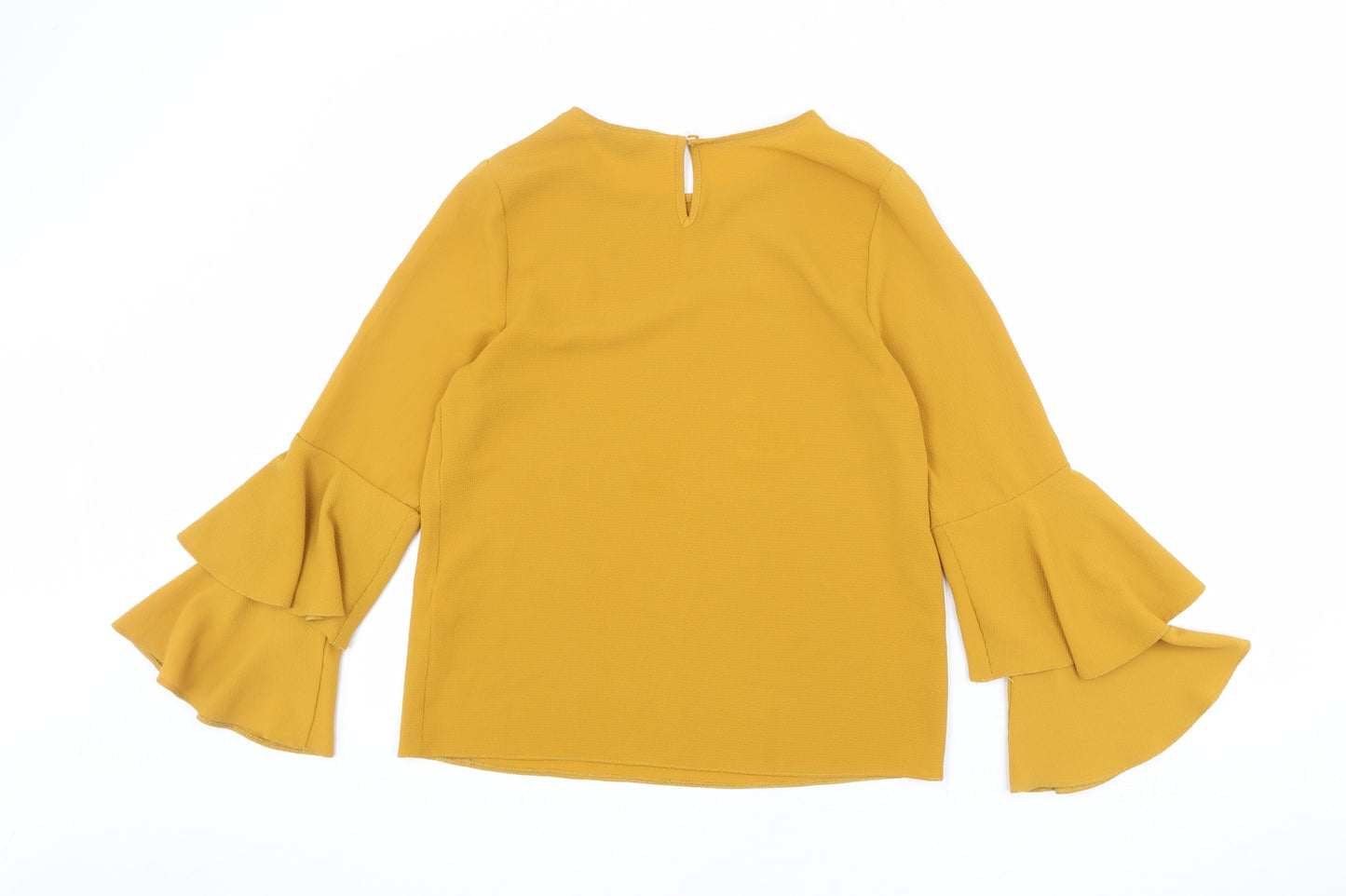 New Look Womens Orange Polyester Basic Blouse Size 8 Round Neck