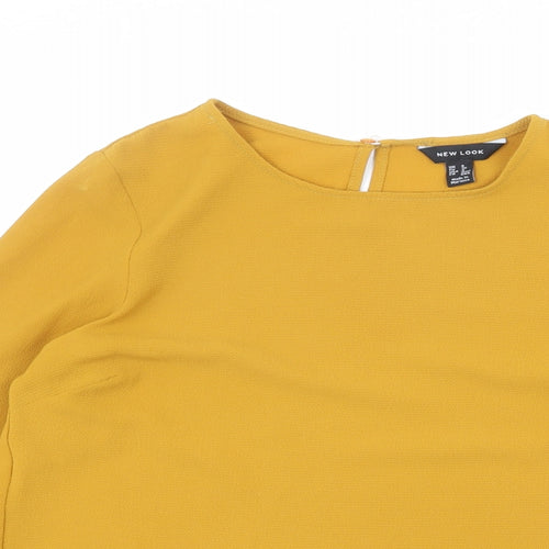 New Look Womens Orange Polyester Basic Blouse Size 8 Round Neck