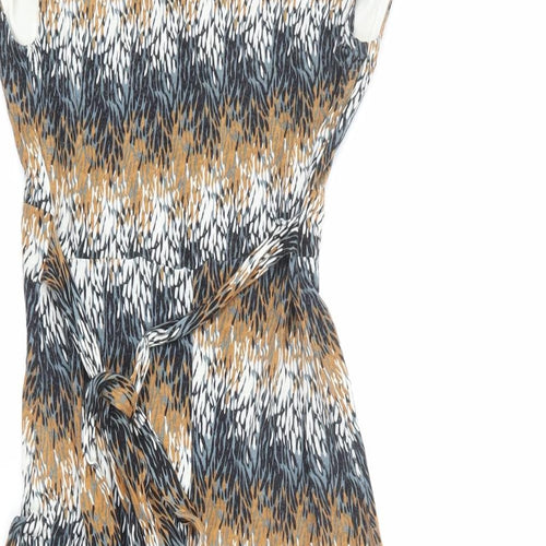 Monsoon Womens Multicoloured Geometric Viscose A-Line Size 8 V-Neck Pullover