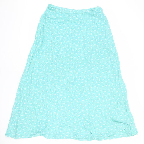 Warehouse Womens Blue Floral Viscose A-Line Skirt Size 30 in Button