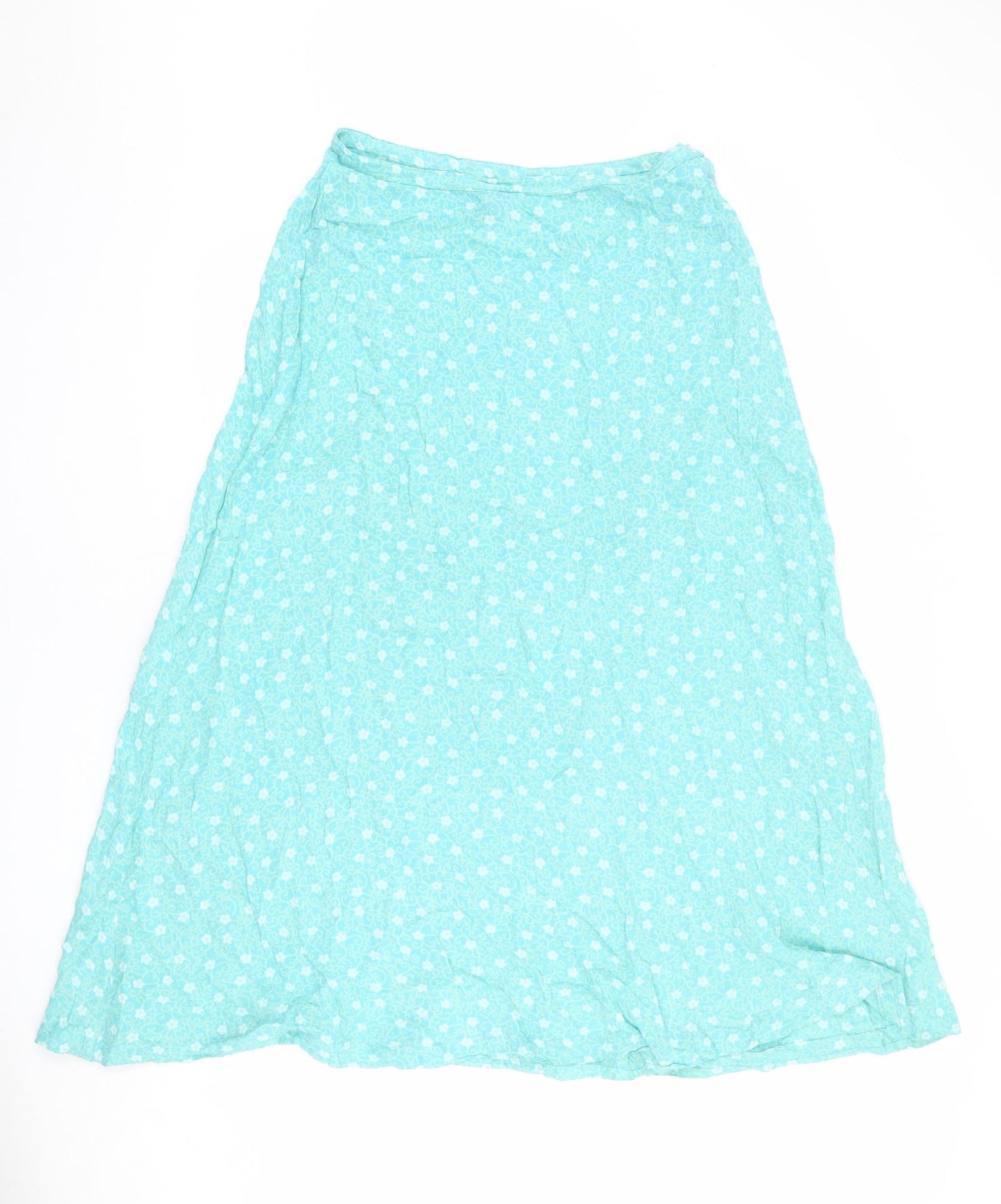 Warehouse Womens Blue Floral Viscose A-Line Skirt Size 30 in Button