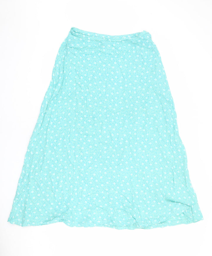 Warehouse Womens Blue Floral Viscose A-Line Skirt Size 30 in Button