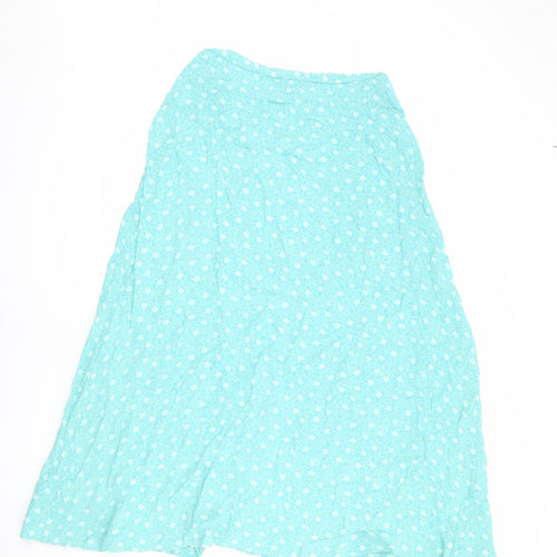 Warehouse Womens Blue Floral Viscose A-Line Skirt Size 30 in Button