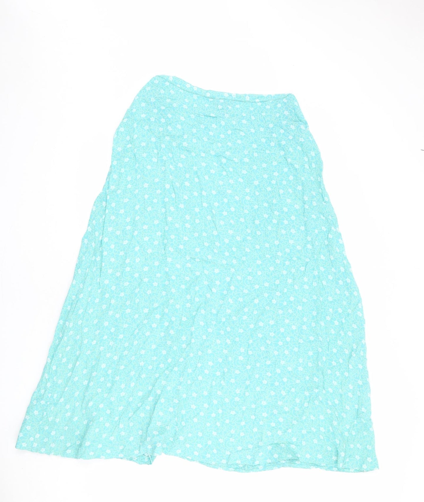 Warehouse Womens Blue Floral Viscose A-Line Skirt Size 30 in Button