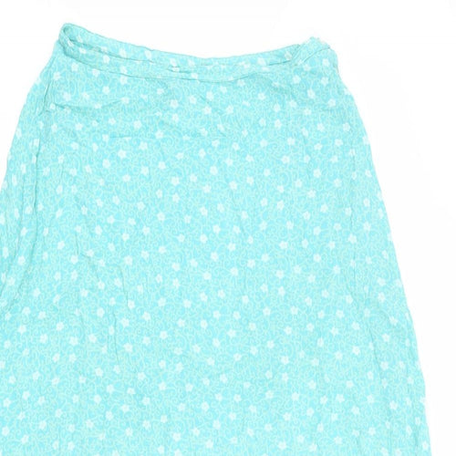 Warehouse Womens Blue Floral Viscose A-Line Skirt Size 30 in Button