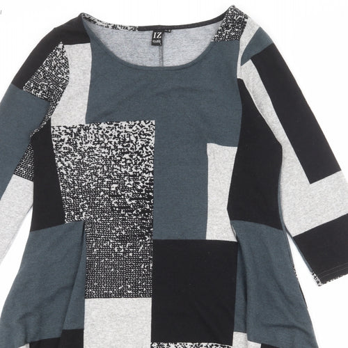 Izabel London Womens Multicoloured Geometric Polyester A-Line Size 12 Round Neck Pullover