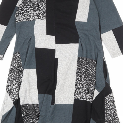 Izabel London Womens Multicoloured Geometric Polyester A-Line Size 12 Round Neck Pullover