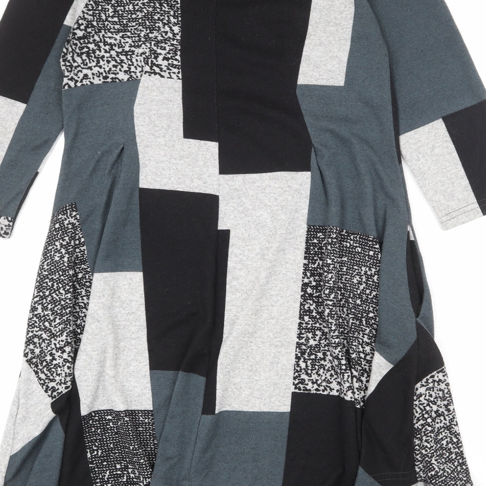 Izabel London Womens Multicoloured Geometric Polyester A-Line Size 12 Round Neck Pullover