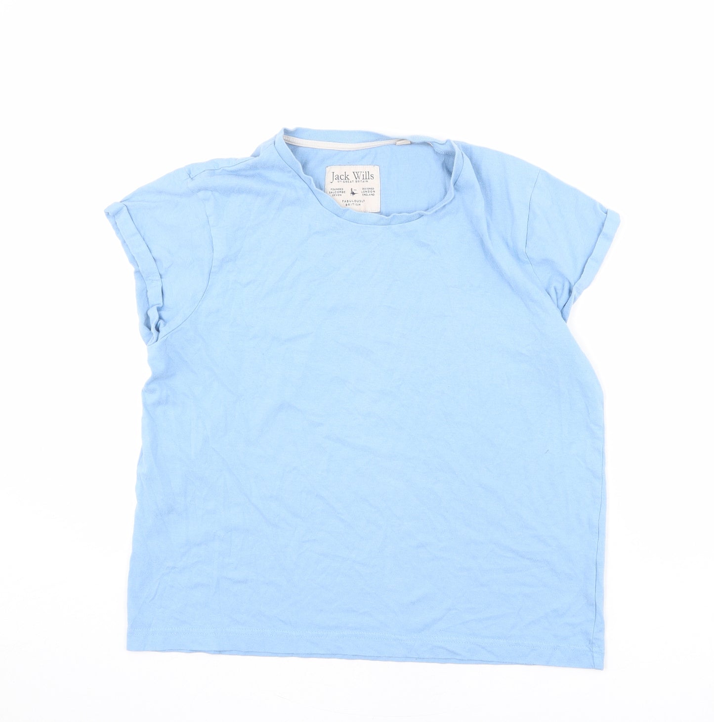 Jack Wills Womens Blue Cotton Basic T-Shirt Size 12 Round Neck