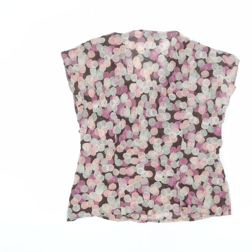 Marks and Spencer Womens Multicoloured Geometric Viscose Basic Blouse Size 12 V-Neck