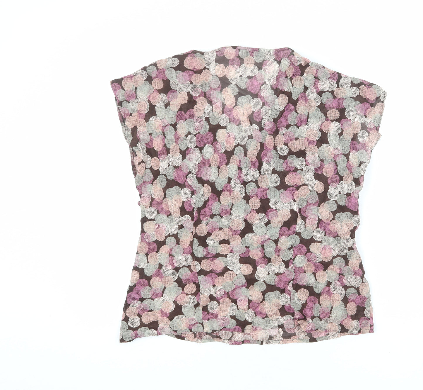 Marks and Spencer Womens Multicoloured Geometric Viscose Basic Blouse Size 12 V-Neck