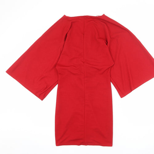 Quiz Womens Red Polyester A-Line Size 10 V-Neck Pullover - Twist Detail
