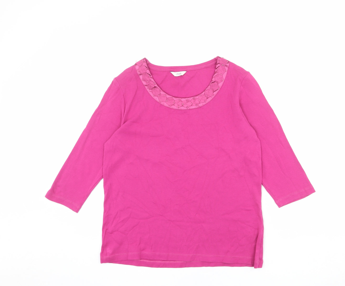 Classic Womens Pink Cotton Basic T-Shirt Size 12 Round Neck