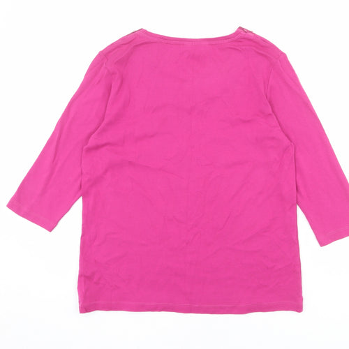 Classic Womens Pink Cotton Basic T-Shirt Size 12 Round Neck