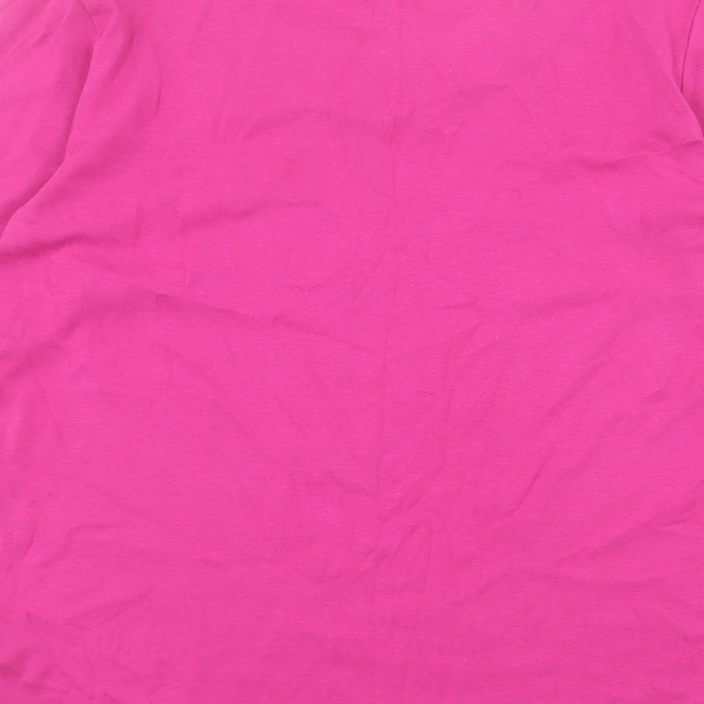 Classic Womens Pink Cotton Basic T-Shirt Size 12 Round Neck