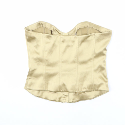 Together Womens Gold Polyester Cropped Tank Size 14 Sweetheart