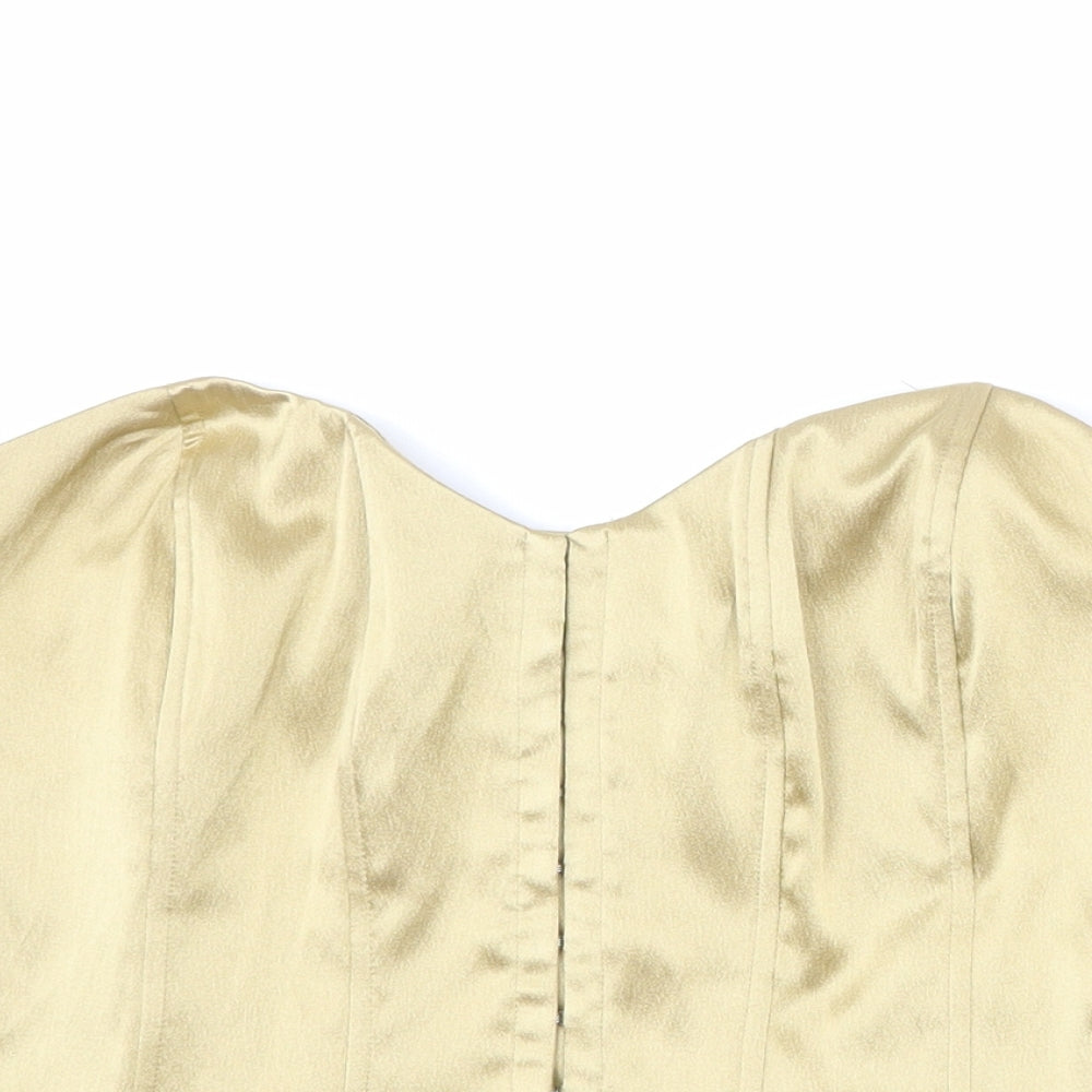 Together Womens Gold Polyester Cropped Tank Size 14 Sweetheart
