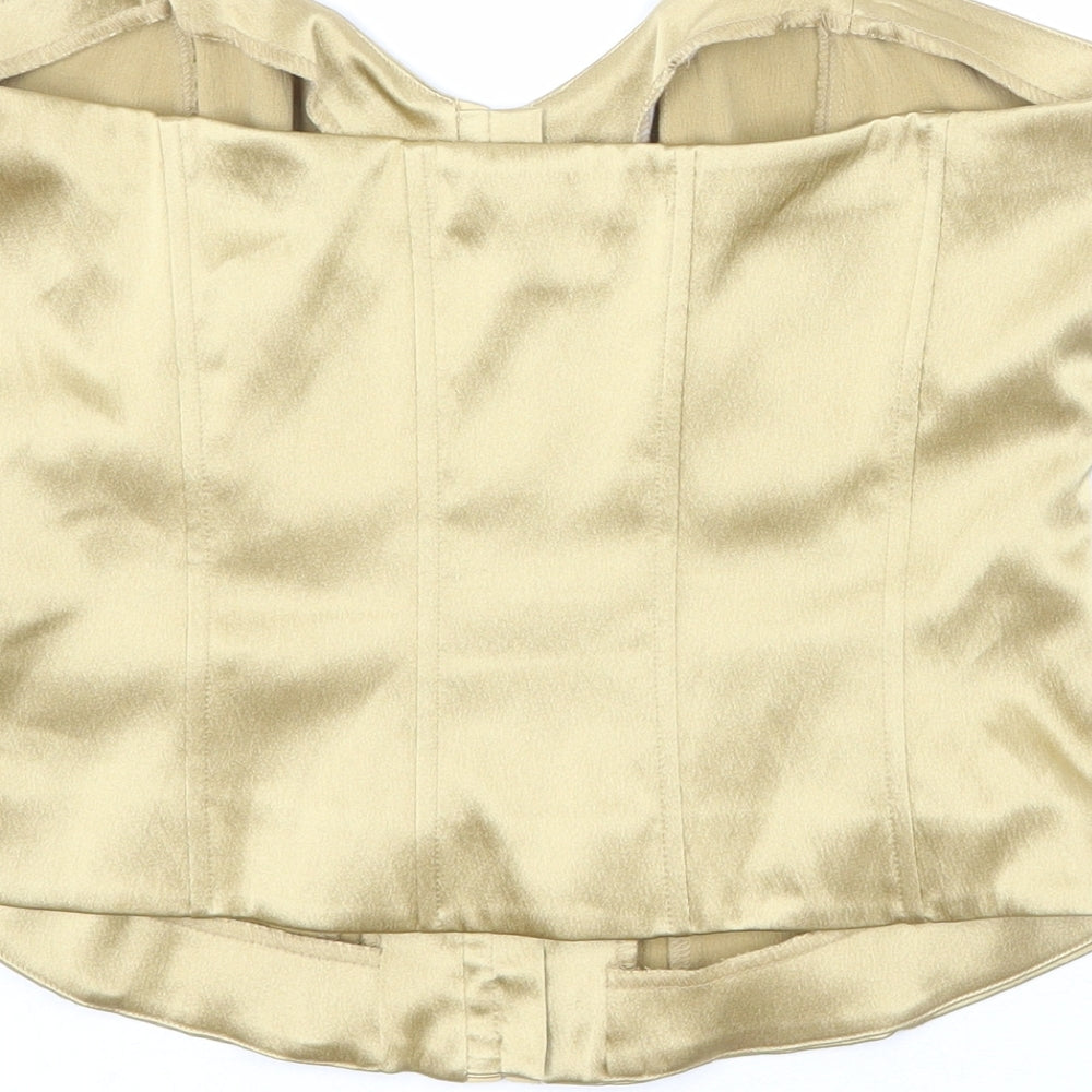 Together Womens Gold Polyester Cropped Tank Size 14 Sweetheart