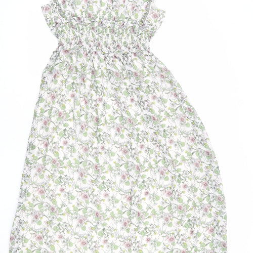 Max Studio Womens Ivory Floral Polyester A-Line Size L V-Neck Pullover