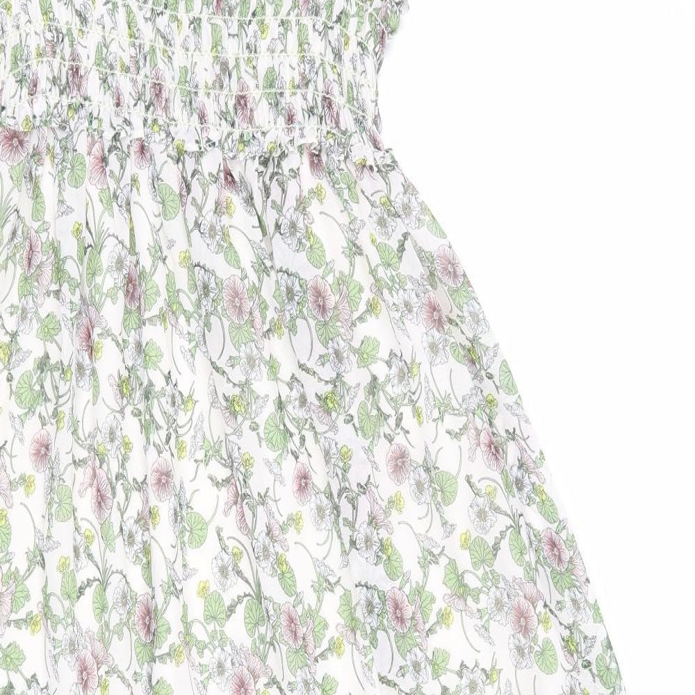 Max Studio Womens Ivory Floral Polyester A-Line Size L V-Neck Pullover