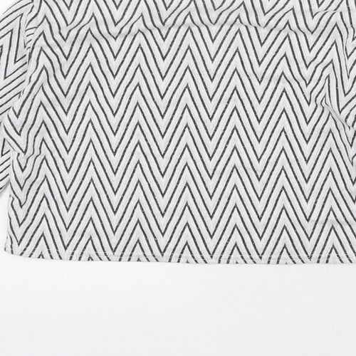 Boohoo Womens Grey Herringbone Viscose Basic T-Shirt Size 10 Round Neck